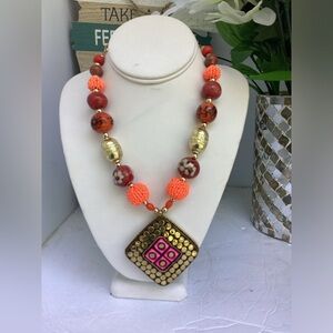 Gold Tone Pave Flower and Crystal All Around Statement Necklace INC Macys